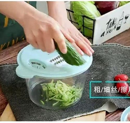 Multifunctional Manual Hand Push Chopper and Cutter For Vegetables & Meat 2L