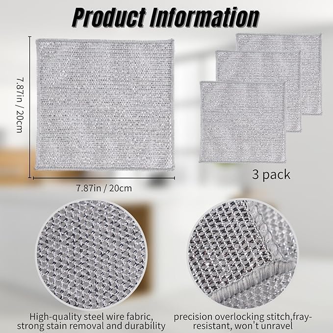 Double Layer Multipurpose Metal Mesh Cleaning Cloth - Pack Of 12 / 20