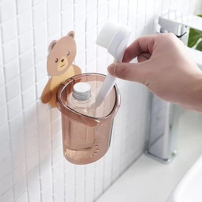 ✨ Cute Bear Wall Holder (3 Pcs Set) | Multi-Use Toothbrush & Storage Cup
